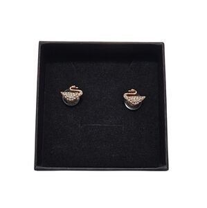 Swarovski Swan Rose Gold-Tone Crystal Stud Earrings